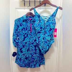 NWT LILLY PULITZER SWIMSUIT & COVER-UP SET IN TOO DEEP BEAUTIFUL PRINT